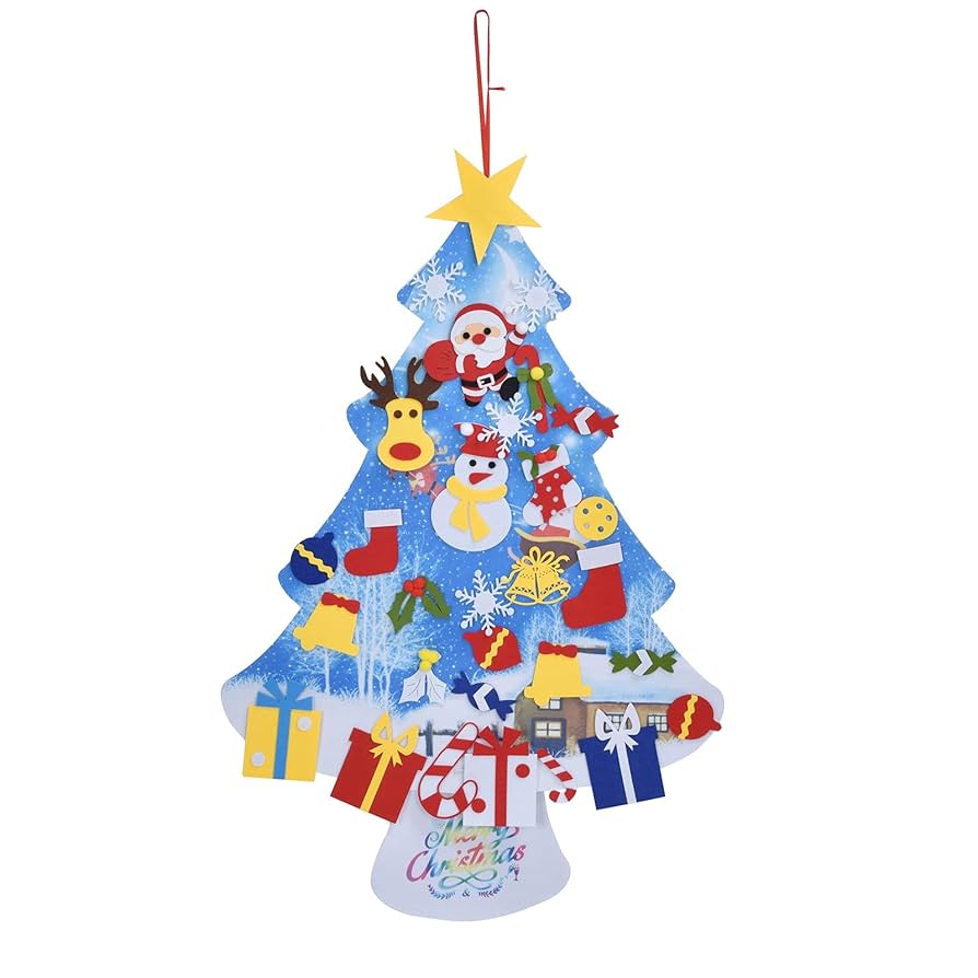フェルトオーナメント付きクリスマスツリー Amazon.co.jp: 壁フェルトのクリスマスツリー, 手作りフェルト